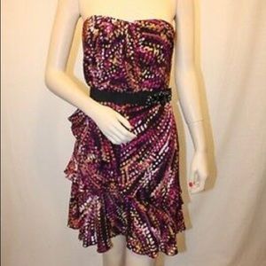 BCBG Max Azria silk tiered cocktail dress